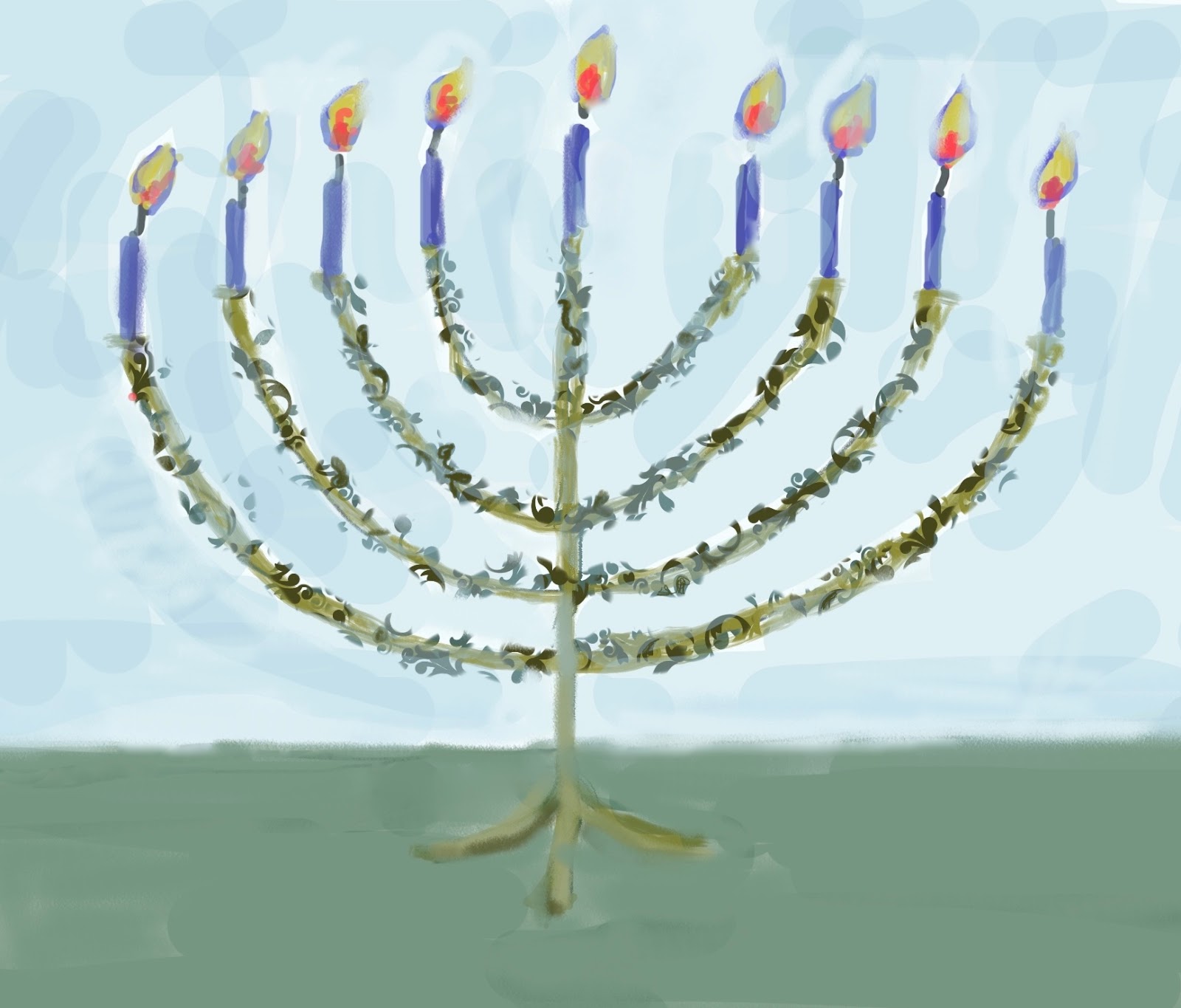 1600x1365 randi art tree of life menorah - Menorah Drawing