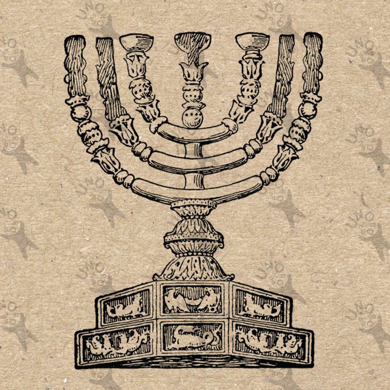 794x794 vintage image seven lamp menorah retro drawing picture instant etsy - Menorah Drawing