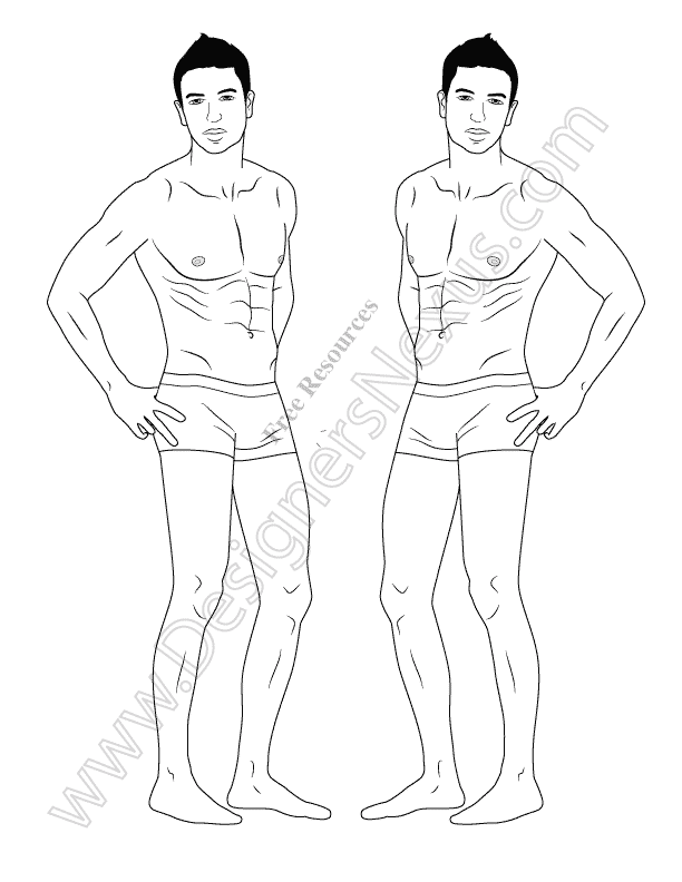 612x792 male croquis free mens fashion figure templates - Mens Fashion Drawings