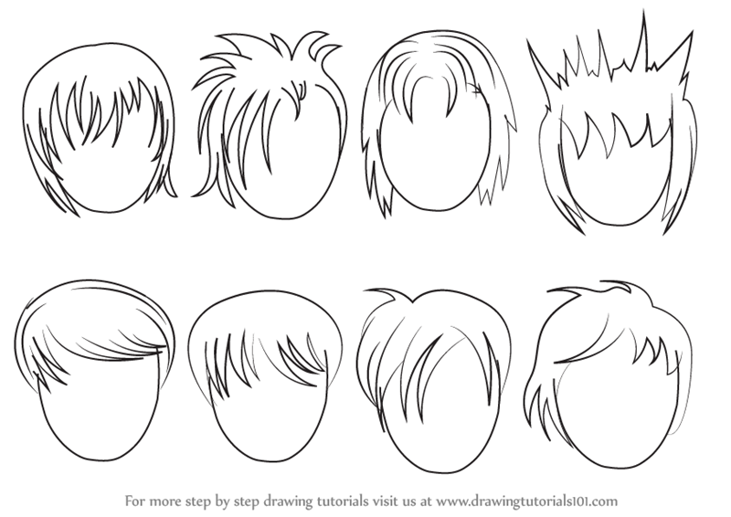 800x566 Learn How To Draw Anime Hair - Mens Hair Drawing