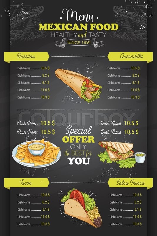 533x800 drawing vertical color mexican food stock vector colourbox - Menu Drawing
