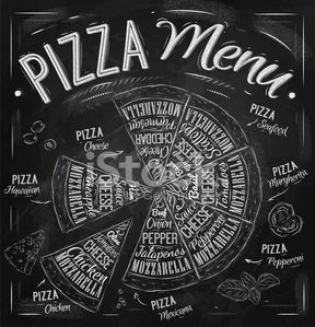288x299 pizza menu drawing with chalk on the blackboard stock vectors - Menu Drawing