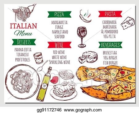 450x365 vector art italian restaurant menu clipart drawing - Menu Drawing