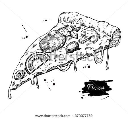 450x418 vector pizza slice drawing hand drawn pizza illustration great - Menu Drawing