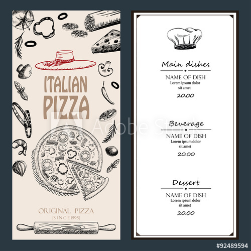 500x500 pizza italian with raw material food design menu brochure - Menu Drawing