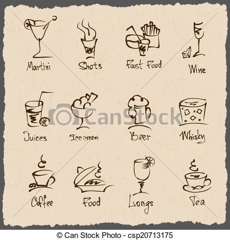 450x470 cafe menu hand draw icons - Menu Drawing