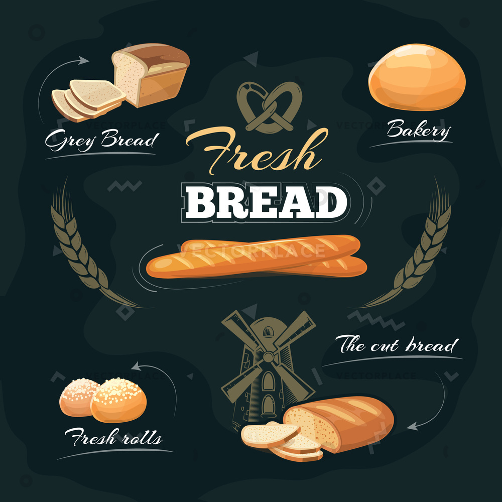 1000x1000 chalkboard bakery cafe menu drawing bread vector illustration - Menu Drawing