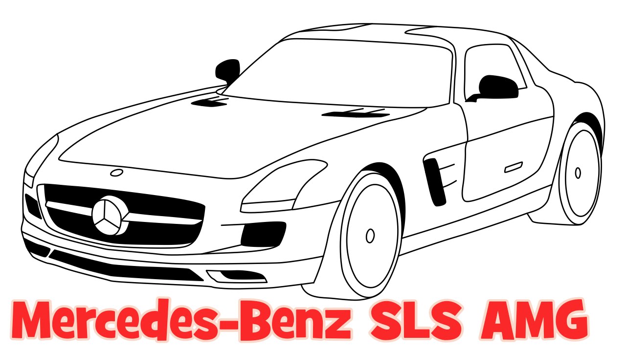1280x720 how to draw a car mercedes benz sls amg step - Mercedes Benz Drawing