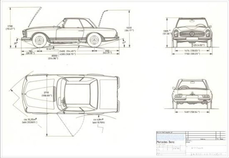 794x549 technical drawingconstruction drawing mercedes benz etsy - Mercedes Benz Drawing