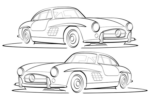 600x407 vector line drawing of a mercedes benz - Mercedes Benz Drawing