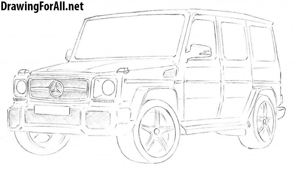 1000x579 how to draw mercedes benz g class things to draw mercedes benz - Mercedes Benz Drawing