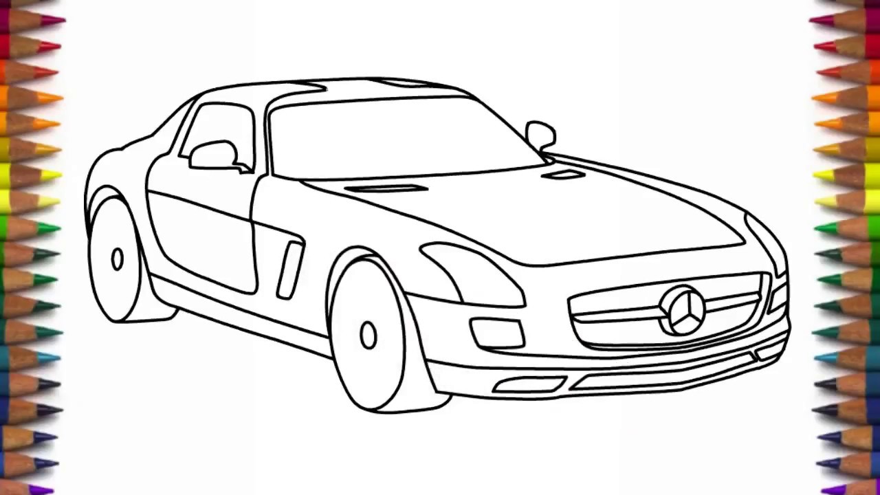 1280x720 how to draw mercedes benz sls amg step - Mercedes Benz Drawing