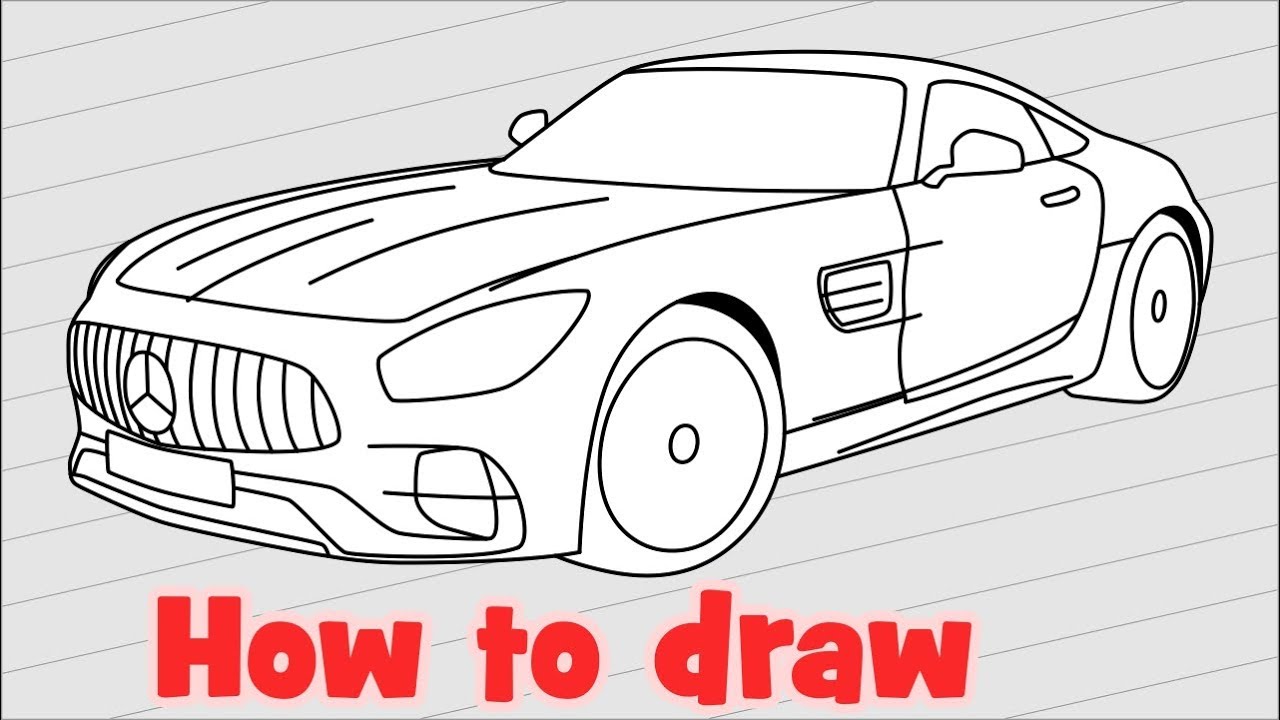 1280x720 How To Draw A Car Mercedes Amg Gt - Mercedes Drawing