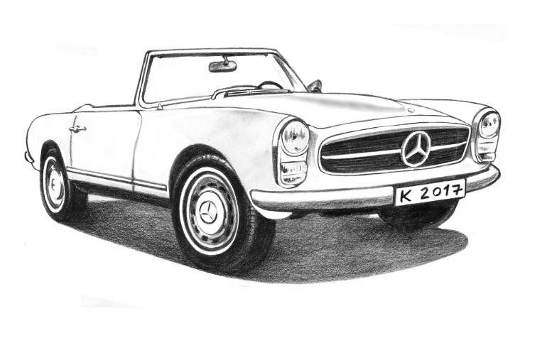 770x476 Mercedes Sl Pagode Drawing - Mercedes Drawing
