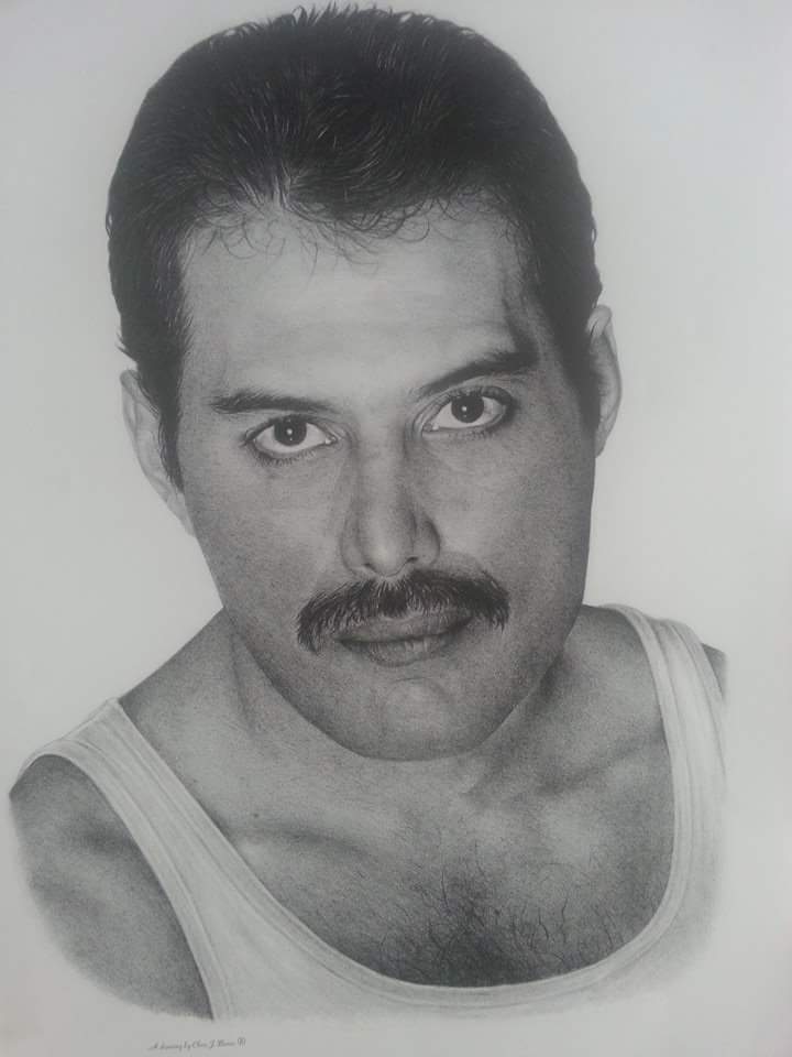 720x960 Hand Drawn Portrait Freddie Mercury - Mercury Drawing