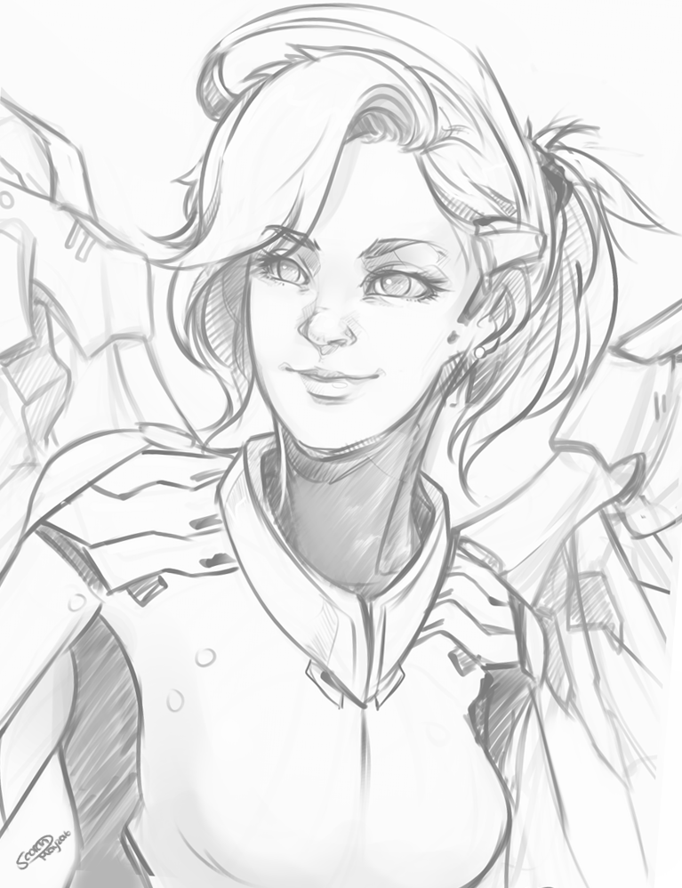 767x998 overwatch - Mercy Drawing