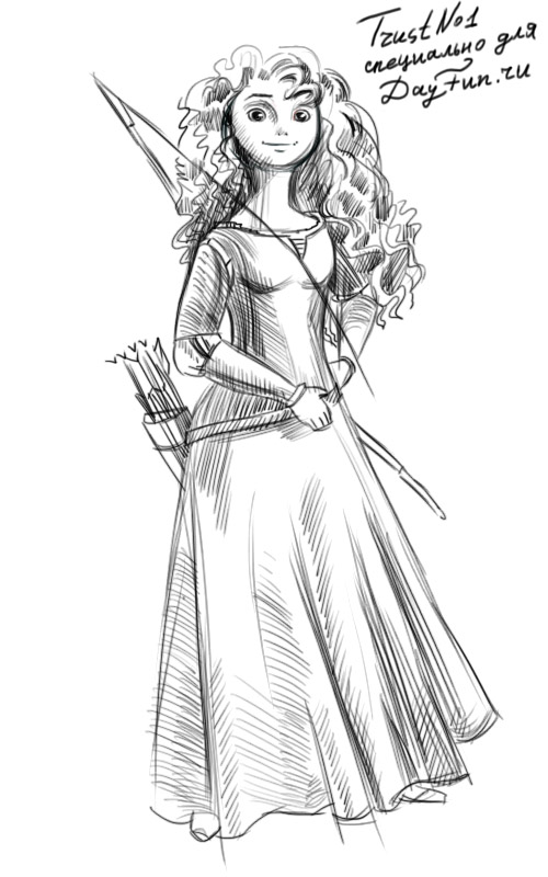 500x800 how to draw merida from brave step - Merida Drawing