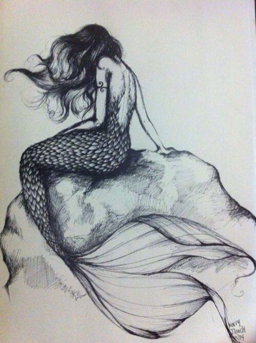 500x669 mermaid black white drawing art art drawings art, mermaid - Mermaid Black And White Drawing