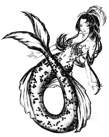 383x480 Mermaid - Mermaid Black And White Drawing