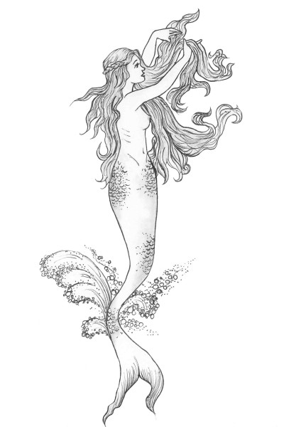 400x600 Mermaid Drawing Tumblr - Mermaid Black And White Drawing