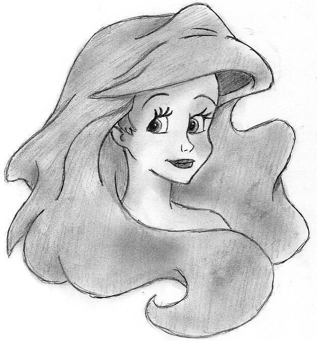 627x674 How To Draw The Little Mermaid How To Draw Ariel From The Little - Mermaid Cartoon Drawing