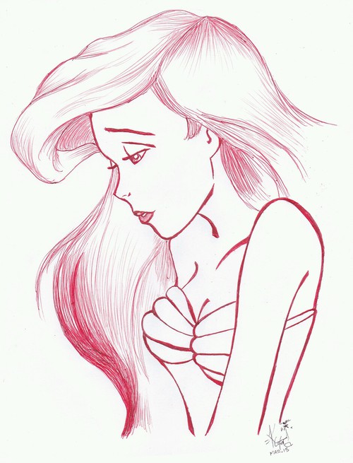 500x655 Ariel Mermaid Drawing Uploaded - Mermaid Drawing