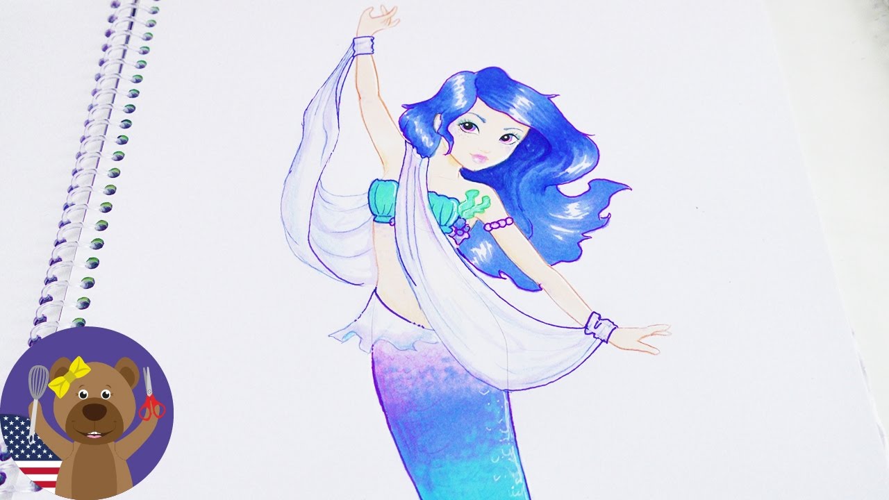 1280x720 top model coloring book - Mermaid Drawing Book