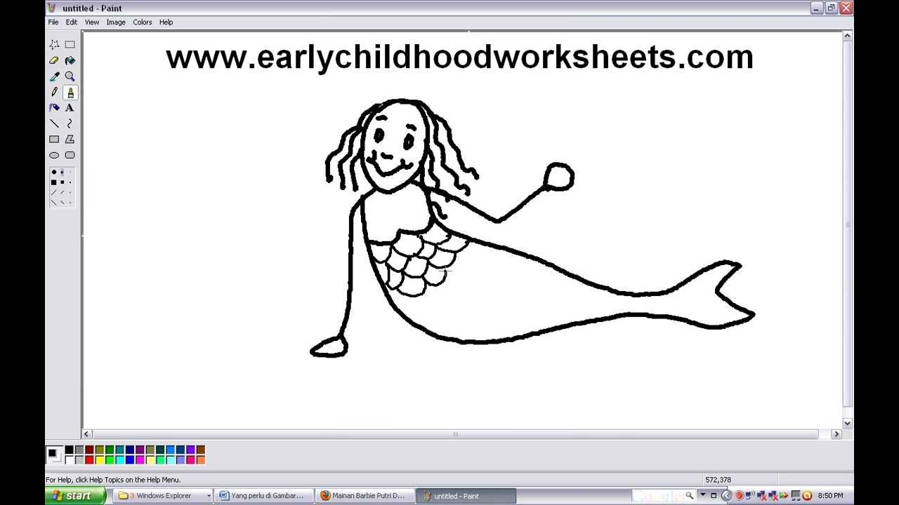 1280x720 Mermaid Drawing Easy For Kids - Mermaid Drawing For Kids
