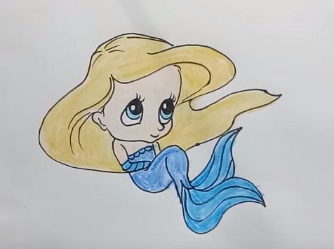 476x356 Barbie Mermaid Drawing Coloring Pages For Kids - Mermaid Drawing For Kids