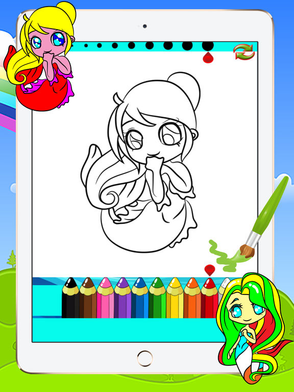 576x768 princess series coloring books for kids - Mermaid Drawing Games