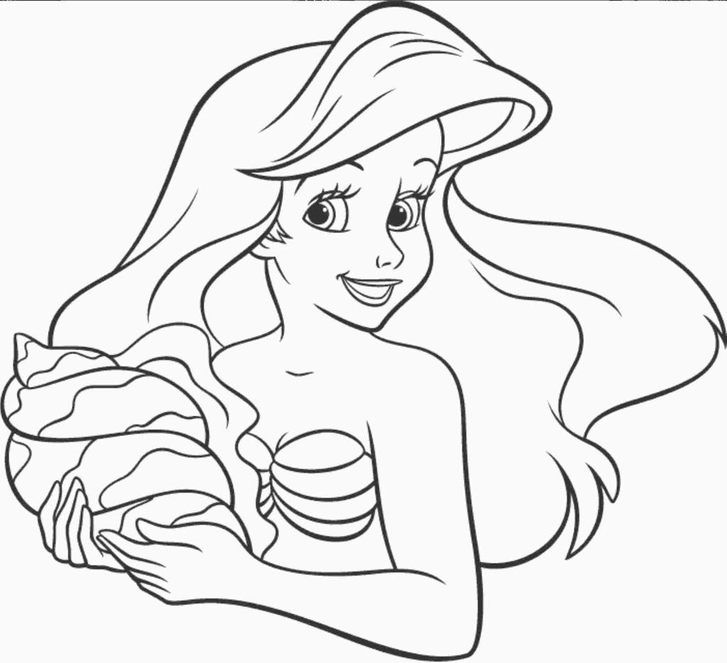 1024x934 Little Mermaid Coloring Pages Ariel Drawing Outline - Mermaid Drawing Outline