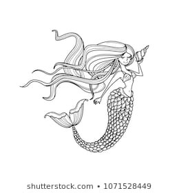 Mermaid Drawing Outline at PaintingValley.com | Explore collection of ...