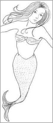 180x414 mythical mermaid drawings - Mermaid Drawing Outline