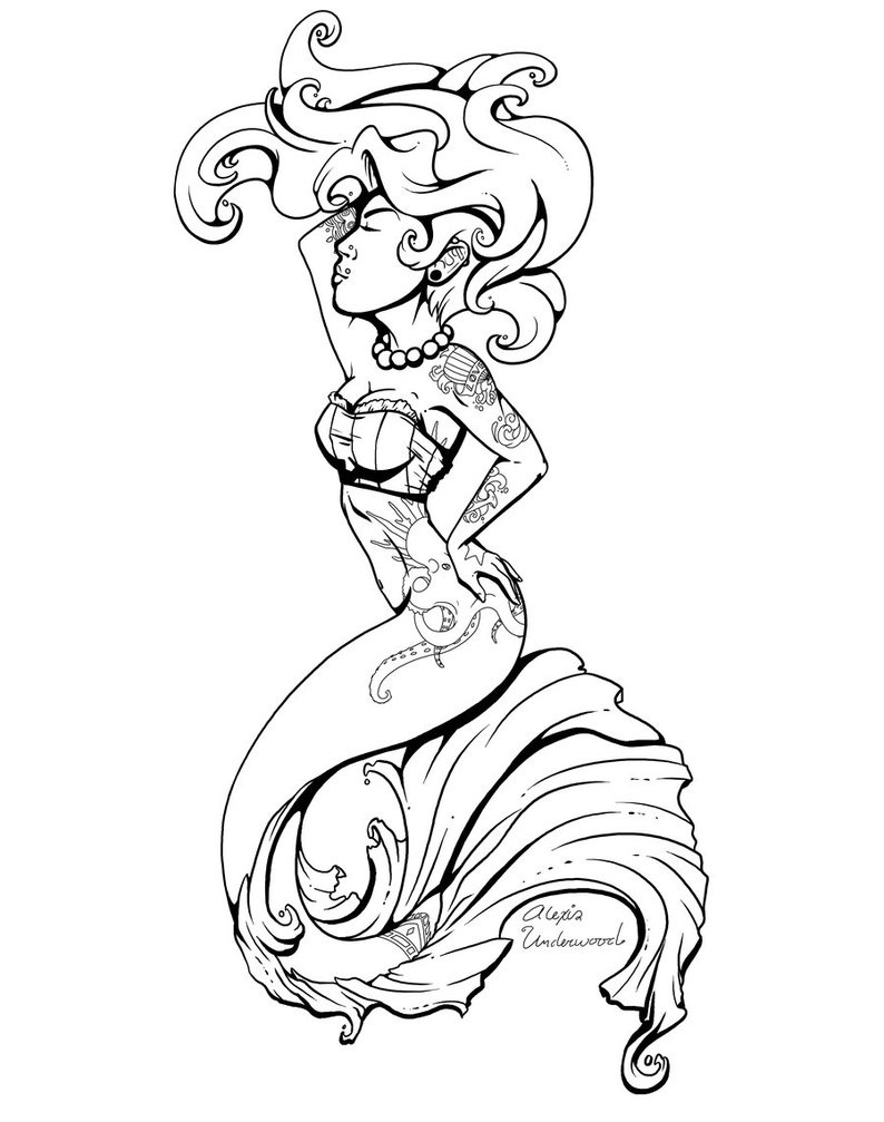 794x1007 rouge the mermaid outlinesonictopfan unique little - Mermaid Drawing Outline