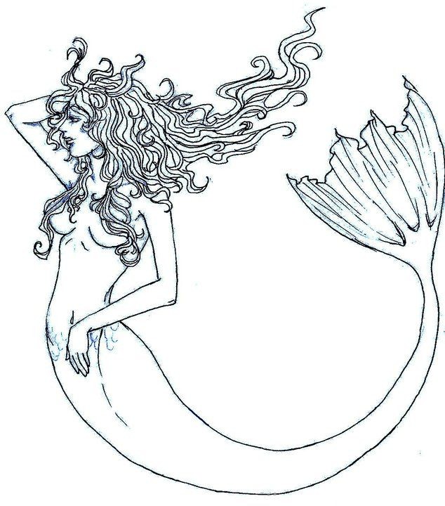 634x720 For Mermaid Outline Drawing - Mermaid Drawing Outline