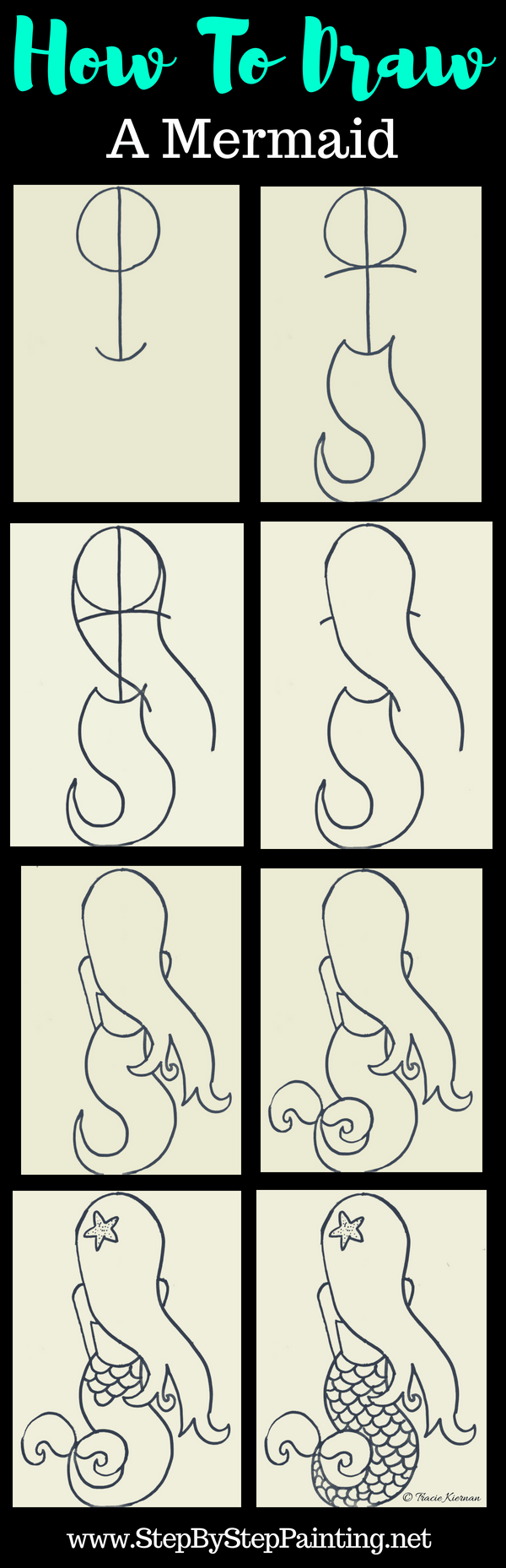600x1858 How To Paint A Mermaid - Mermaid Drawing Step By Step