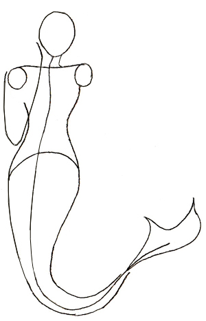 300x467 How To Draw A Mermaid - Mermaid Drawing Step By Step