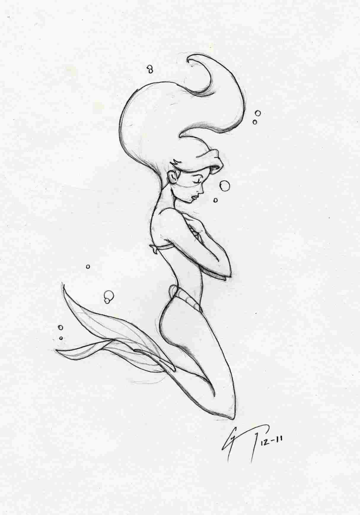 1214x1734 mermaid drawing easy step - Mermaid Drawing Step By Step