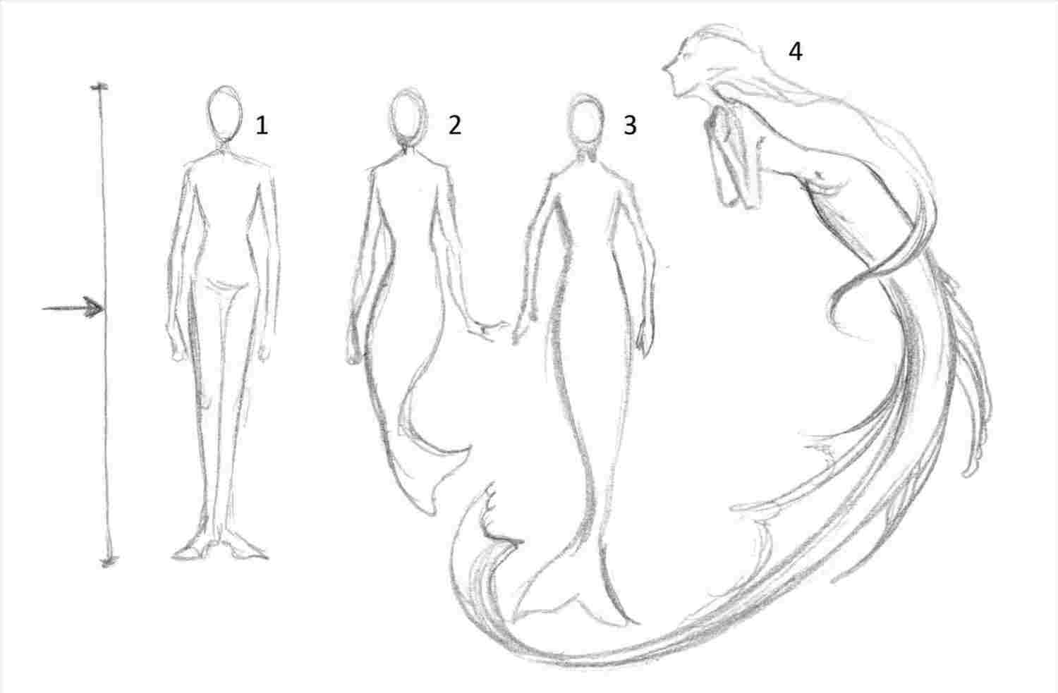 1500x983 draw mermaid step - Mermaid Drawing Step By Step