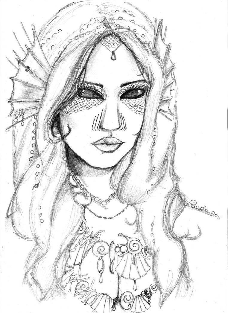 Mermaid Face Drawing at Explore collection of