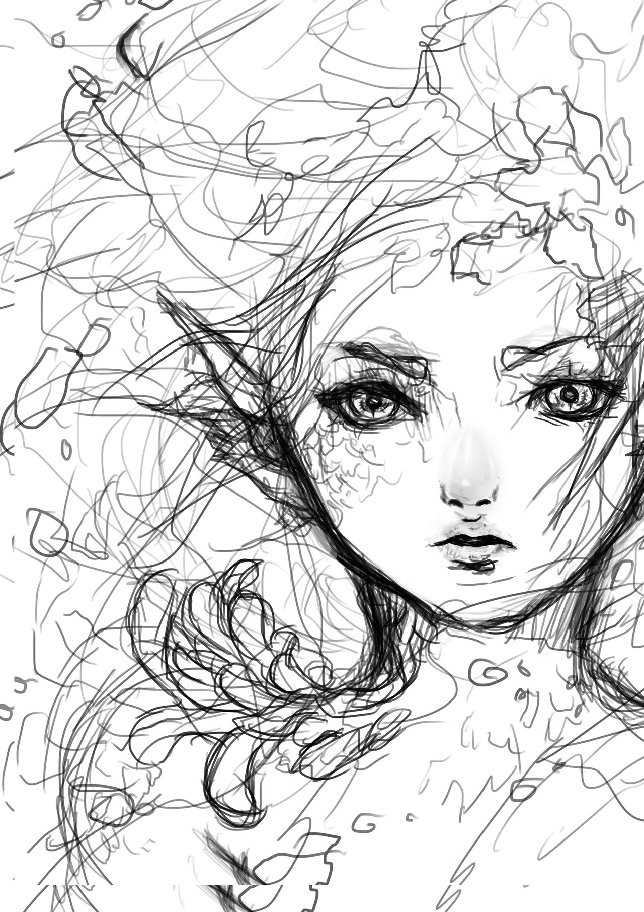 1280x1811 Mermaid Drawing Head For Free Download - Mermaid Face Drawing