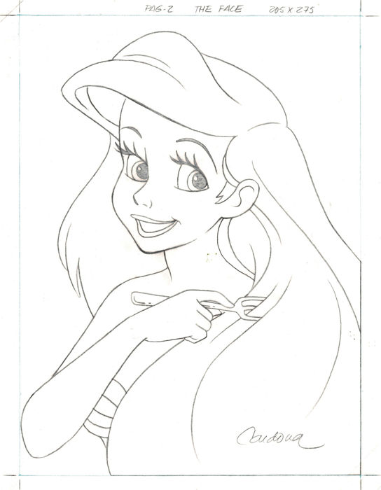 544x700 Ariel - Mermaid Face Drawing
