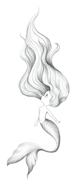 263x640 la au beurre illustrations drawings, mermaid - Mermaid Girl Drawing