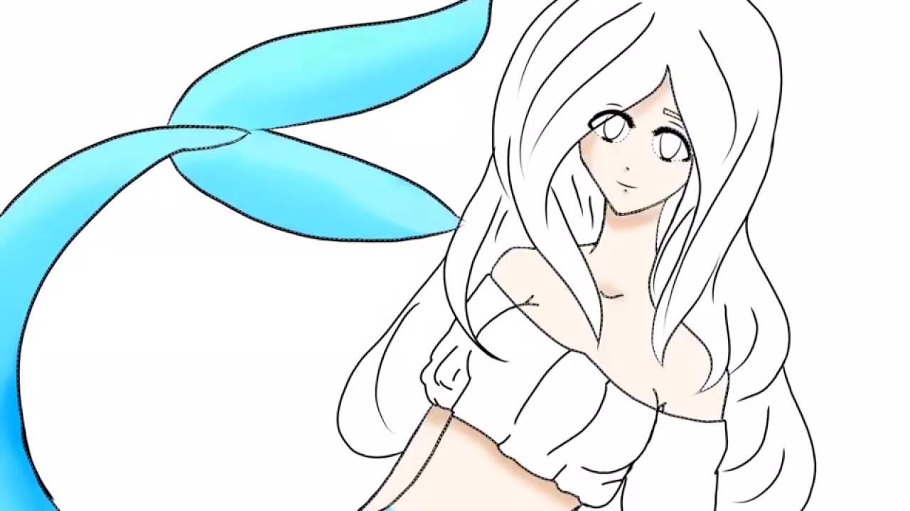 1280x720 speed draw - Mermaid Girl Drawing