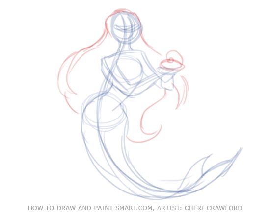 550x437 how to draw mermaids - Mermaid Hair Drawing