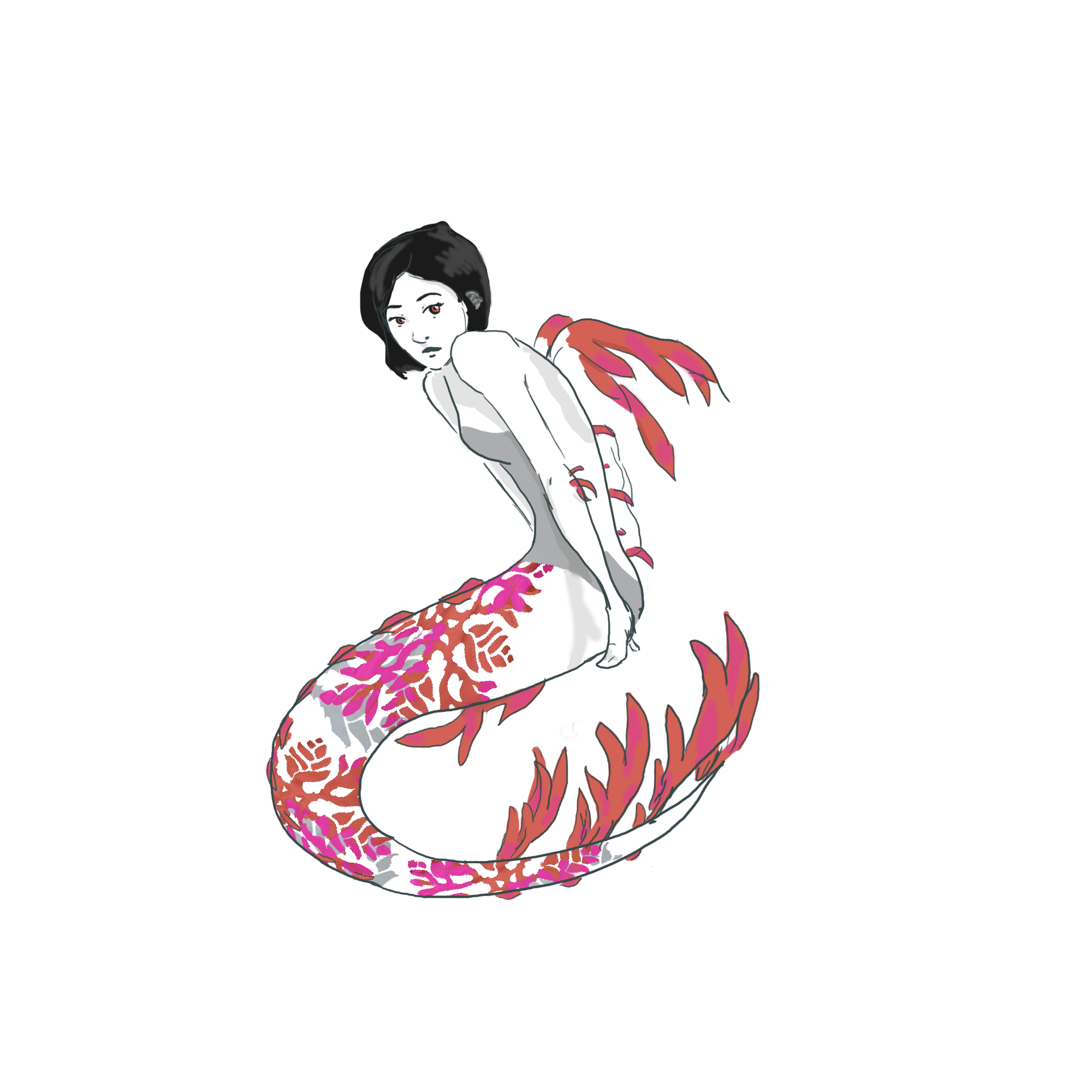 2000x2000 Mermaid Drawing Transparent Png Clipart Free Download - Mermaid Images For Drawing