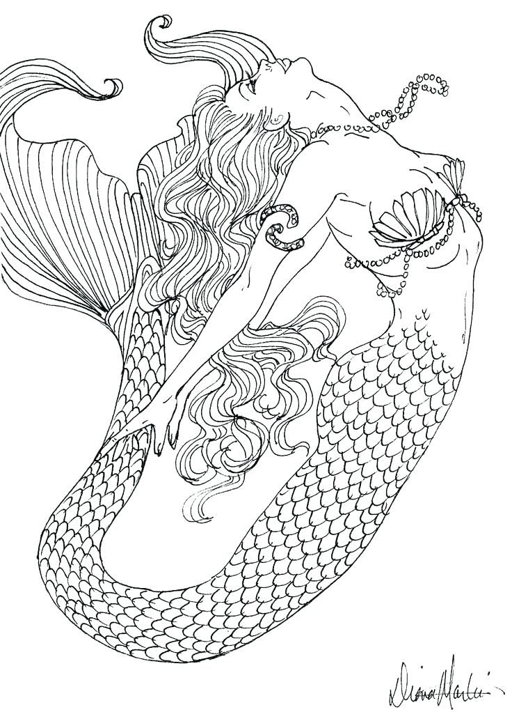 736x1022 Cute Mermaid Coloring Pages Fancy In Line Drawings With Baby - Mermaid Line Drawing
