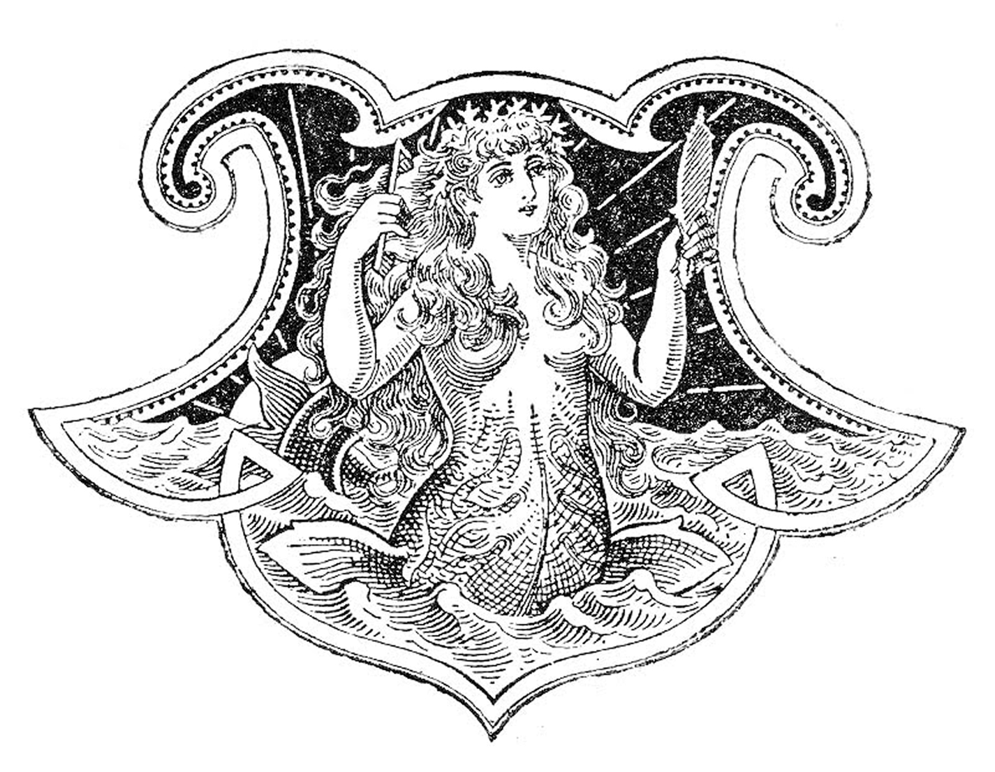 1425x1105 Mermaid Clip Art Images! - Mermaid Line Drawing