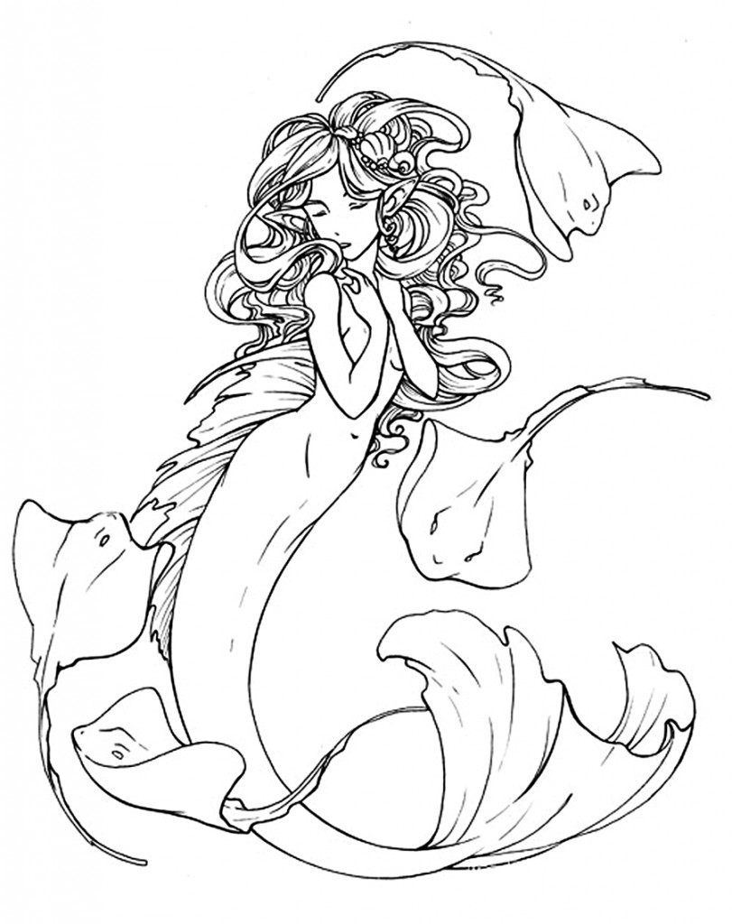 811x1024 Learn How To Draw A Mermaid - Mermaid Line Drawing