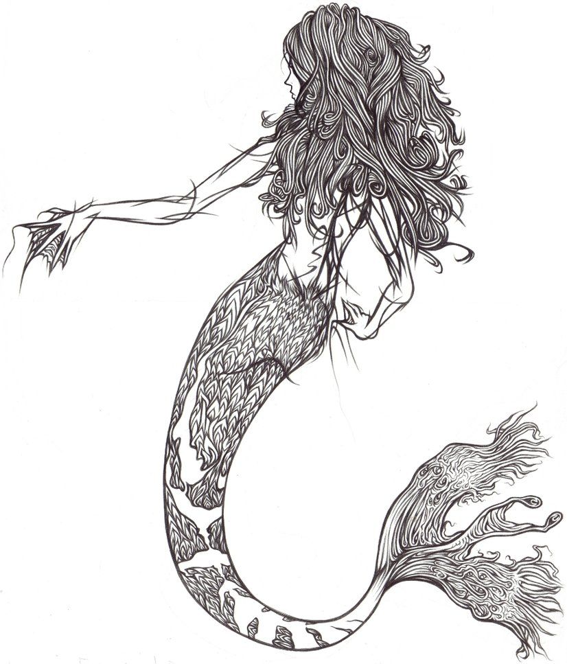 826x967 Mermaid Line Art - Mermaid Line Drawing